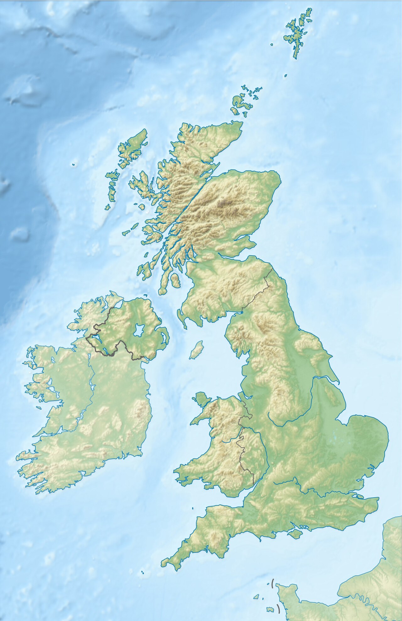 Relief map of the United Kingdom